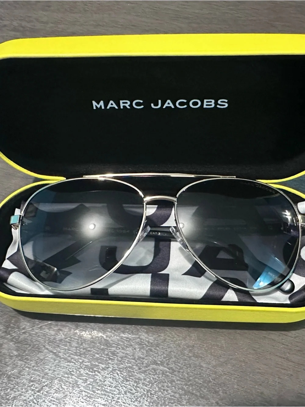 Marc Jacobs Silver Aviator Sunglasses with Gradient Smoke Lenses